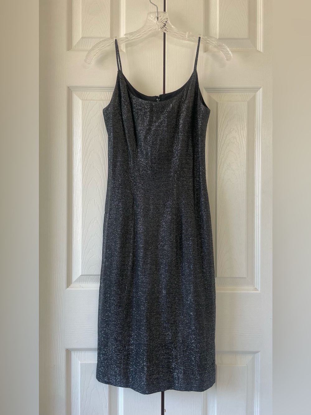 Vintage Frederick’s of Hollywood Black Metallic Sparkle Slip Mini Dress Size 8